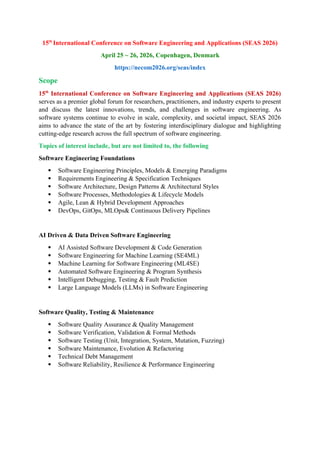 15th International Conference on Software Engineering and Applications ...