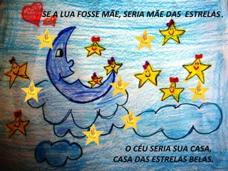 Clique para editar o estilo do subtítulo mestre
SE A LUA FOSSE MÃE, SERIA MÃE DAS ESTRELAS.
O CÉU SERIA SUA CASA,
CASA DAS ESTRELAS BELAS.
 