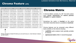 London Information Retrieval Meetup
A Chroma Matrix consists of a 12 * tn matrix where
each vector represents the twelve p...