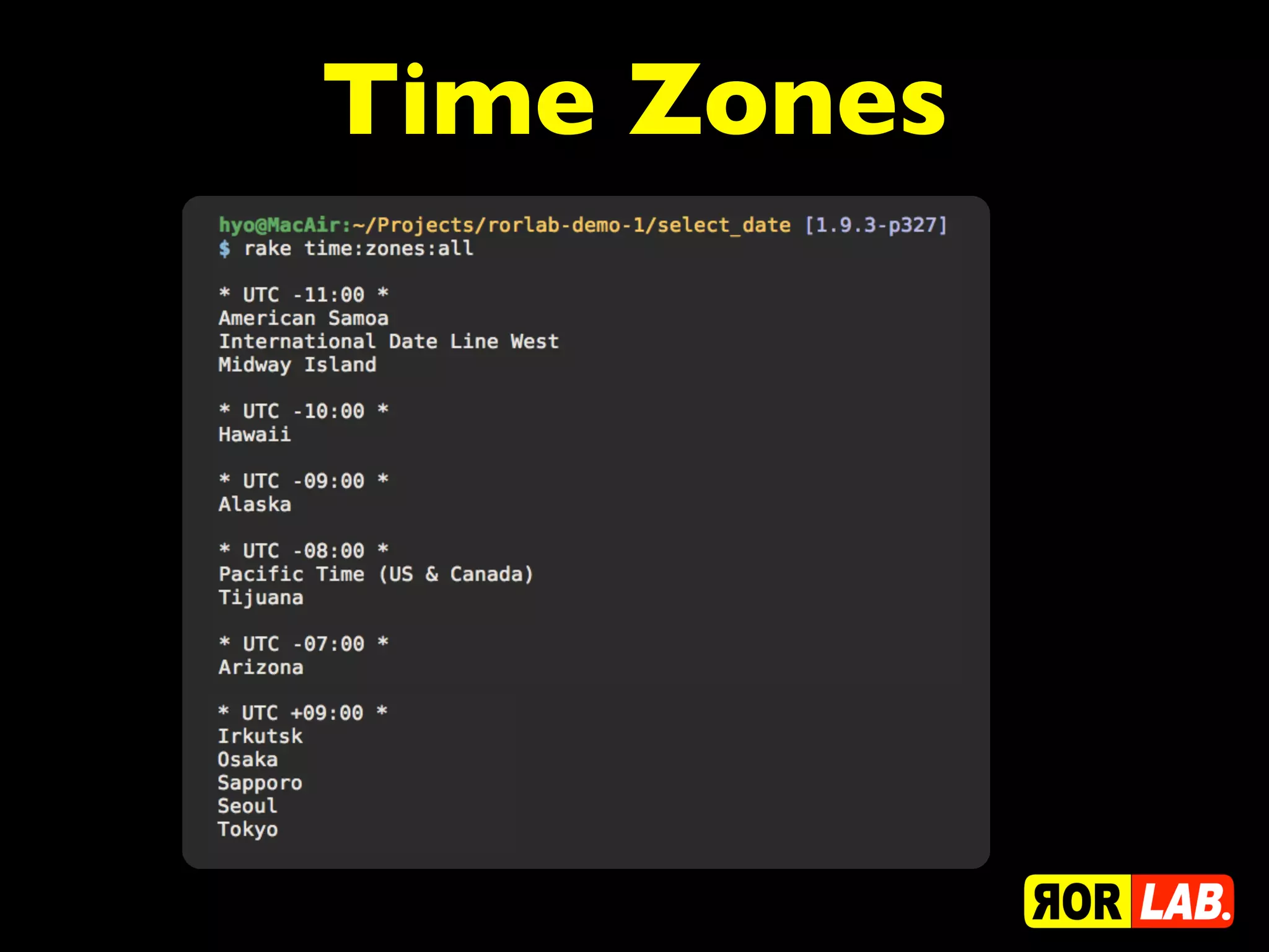 Time Zones
 
