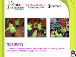SEASONS
…Smart activities that revolve around four seasons. Through art and
fancy dress, child learns to cope with seasons.
 