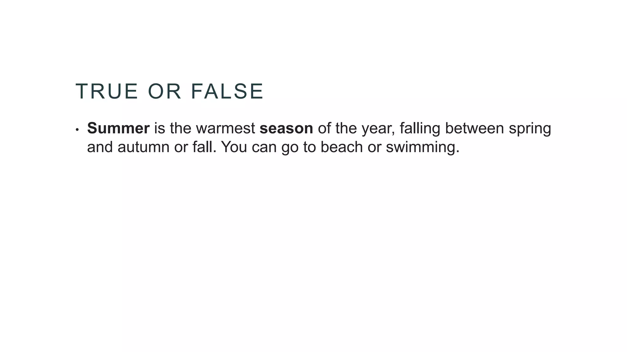 Seasons of the year for kids and children | PPTX