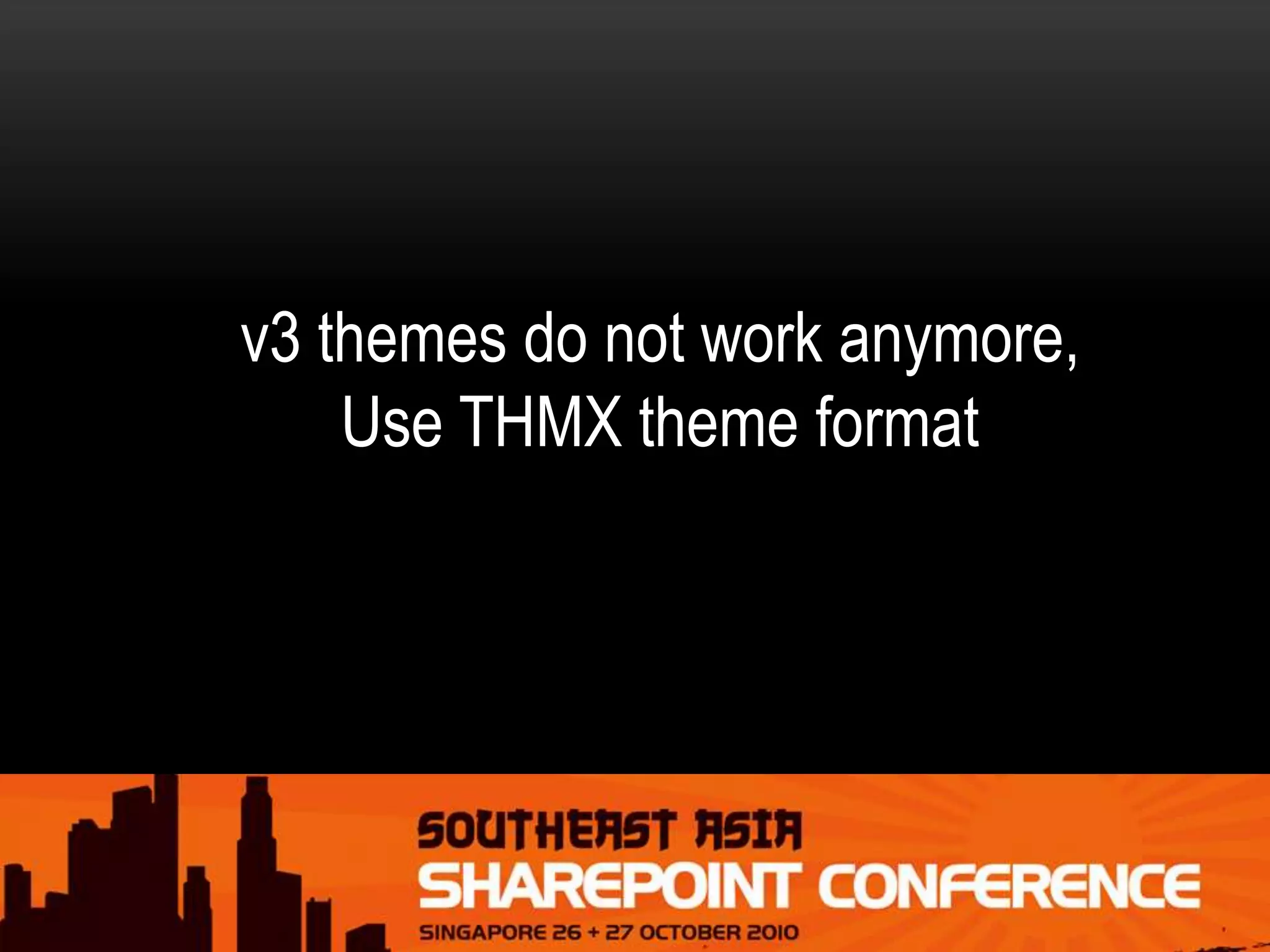 v3 themes do not work anymore,
Use THMX theme format
 