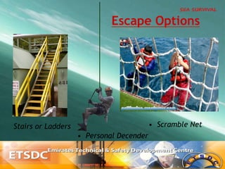 Escape Options
•  Personal Decender
Stairs or Ladders •  Scramble Net
 
