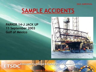 PARKER 14-J JACK UP
11 September 2003
Gulf of Mexico
SAMPLE ACCIDENTS
 