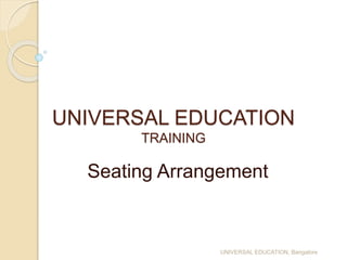 UNIVERSAL EDUCATION
TRAINING
Seating Arrangement
UNIVERSAL EDUCATION, Bangalore
 