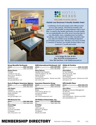 MEMBERSHIP DIRECTORY 121TOCAdvertise in this Directory
Group Benefits Northwest
phone:...............................(360) 419-9999
fax:...................................... (360) 419-9908
Stephen Brown
Principal
720 Main St., Ste. 221
Mount Vernon, WA 98273
2 Employees
Member since 2007
web: groupbenefitsnw. com
Gurry & Rogers Insurance Agency
phone:...............................(206) 621-6444
fax:......................................(206) 682-9405
John Rogers
President
1200 5th Ave., Ste. 1825
Seattle, WA 98101
5 Employees
web: gurryandrogers. com
HR Resource Inc.
phone:...............................(360) 668-1999
fax:......................................(360) 668-1969
Dennis Biggs
President
PO Box 1537
Snohomish, WA 98291
3 Employees
web: hrresourceinc. com
HUB International Northwest, LLC
phone:...............................(425) 489-4500
fax:......................................(425) 485-8489
Nancy Osborne
Assistant Vice President
12100 NE 195th St., Ste. 200
Bothell, WA 98011
120 Employees
Corporate Level Supportor ~ Member since 2007
web: hubnw. com
Insurance Resource Group
phone:...............................(425) 771-6614
fax:......................................(866) 240-6238
David Preston
Broker
6618 212th St. SW, Ste. 113
Lynnwood, WA 98036
3 Employees
web: insuranceresourceinc. com
JD Phillips & Associates, Inc.
phone:...............................(360) 398-9224
fax:...................................... (360) 398-1769
JD Phillips
President
1292 E Axton Rd.
Bellingham, WA 98226
3 Employees
Member since 2008
Kibble & Prentice
phone:...............................(206) 441-6300
fax:......................................(877) 678-5844
Clark Daffern
Sr. Vice President
601 Union St., Ste. 1000
Seattle, WA 98101
267 Employees
Executive Level Supportor ~ Member since 1978
web: kpcom. com
KPS Health Plans
phone:...............................(800) 628-3753
fax:......................................(360) 698-0982
Joyce Wilson
Manager and Account Management
P.O. Box 339
Bremerton, WA 98337
72 Employees
Gold Level Supportor ~ Member since 2003
web: kpshealthplans. com
 