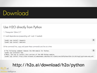 H2O.ai 
Machine Intelligence
http://h2o.ai/download/h2o/python
 