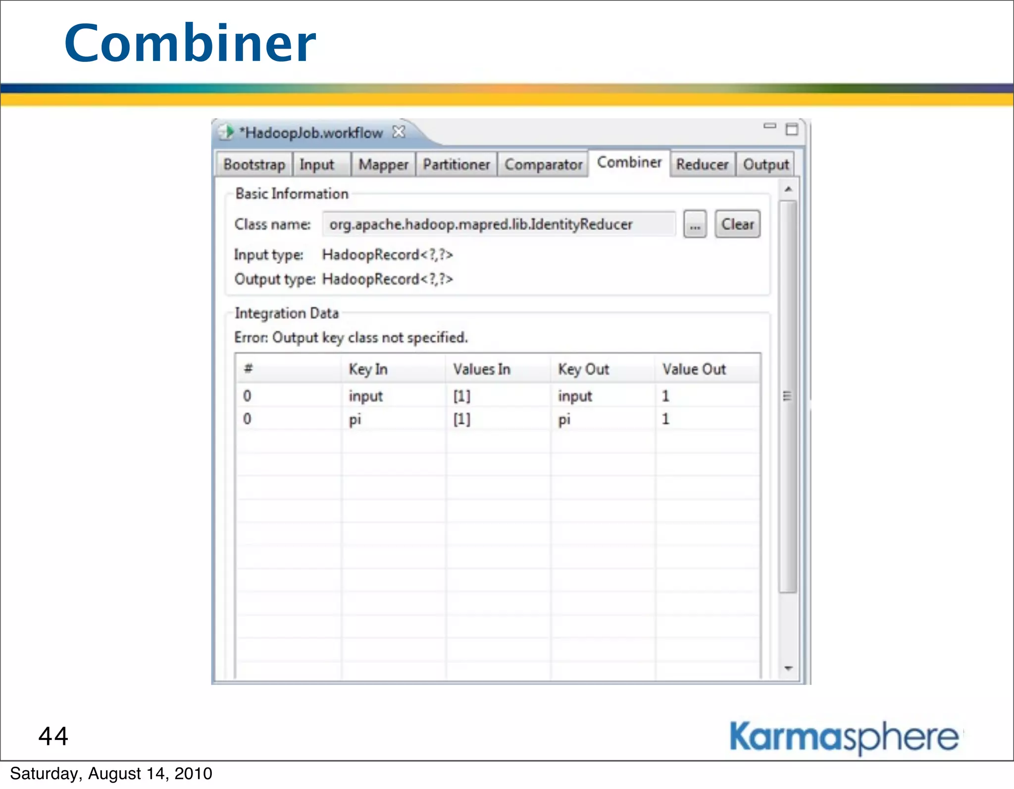 Combiner




   44
Saturday, August 14, 2010
 