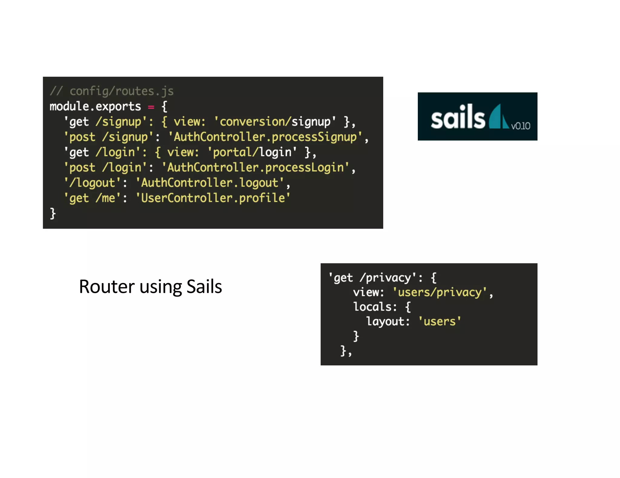 Router	
  using	
  Sails	
  
 
