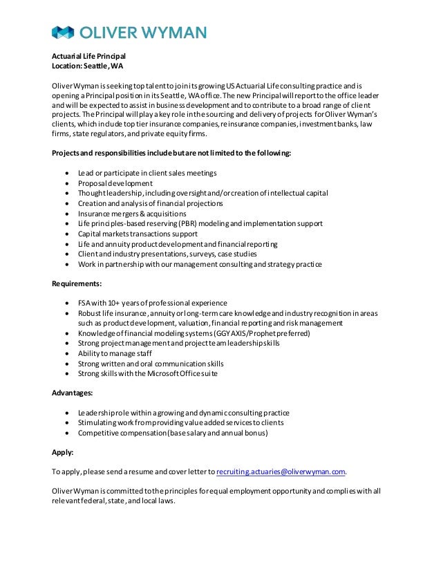 us life actuarial principal job description seattle job description of actuary