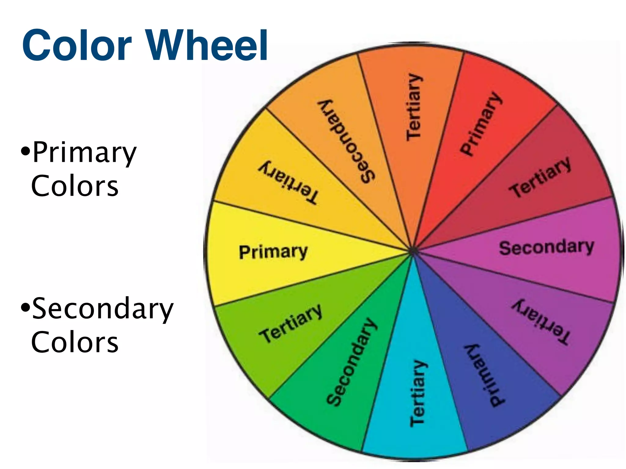 Color Wheel

•Primary
Colors



•Secondary
Colors
 