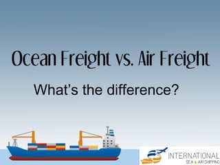 Ocean Freight vs. Air Freight
What’s the difference?
 
