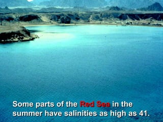 Some parts of the Red Sea in the
summer have salinities as high as 41.
 