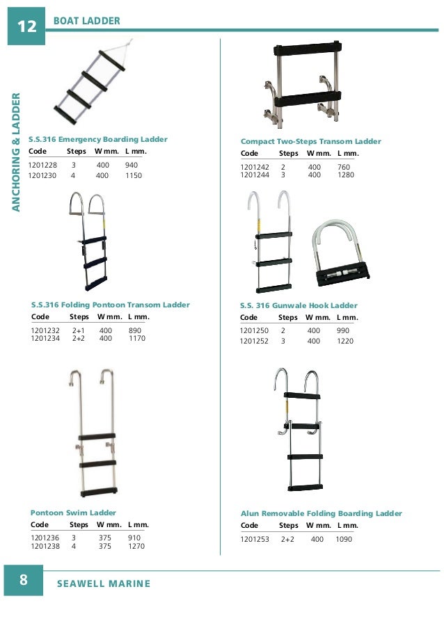 3-Step Under Platform Boat Boarding Stainless Telescoping Ladder 8-1//4/"x 1-3//4/"