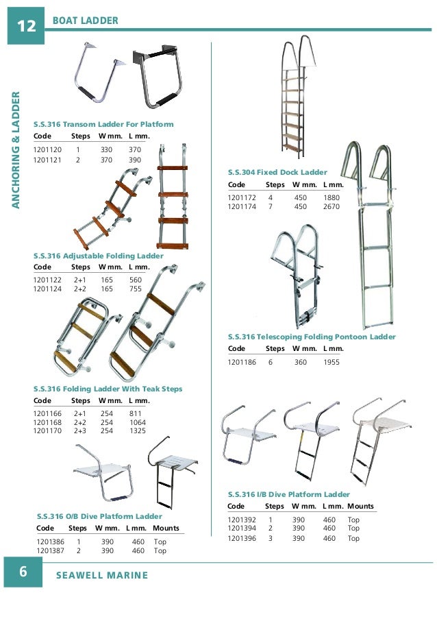 3-Step Under Platform Boat Boarding Stainless Telescoping Ladder 8-1//4/"x 1-3//4/"