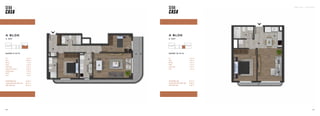 SEBA CASA — KAĞITHANE
29
28
A BLOK
2. KAT
DAİRE 10 (1+1)
28
Hol 5,44 m2
Salon 12,84 m2
Mutfak 5,97 m2
Banyo 3,75 m2
Yatak Odası 11,72 m2
Teras 2,76 m2
TOPLAM BRÜT ALAN 45,33 m2
TOPLAM TERAS DAHİL BRÜT ALAN 48,09 m2
GENEL BRÜT ALAN 57,84 m2
A BLOK
2. KAT
DAİRE 9 (2+1)
Hol 12,76 m2
Salon 23,68 m2
Mutfak 7,53 m2
Banyo 4,65 m2
Yatak Odası 10,82 m2
Ebeveyn Yatak Odası 13,20 m2
Ebeveyn Banyo 4,20 m2
Balkon 6,43 m2
Teras 9,87 m2
TOPLAM BRÜT ALAN 93,60 m2
TOPLAM TERAS DAHİL BRÜT ALAN 103,47 m2
GENEL BRÜT ALAN 124,45 m2
 