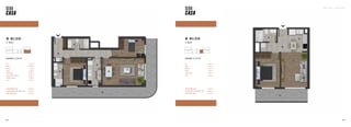 SEBA CASA — KAĞITHANE
109
108
B BLOK
1. KAT
DAİRE 3 (1+1)
108
Hol 5,44 m2
Salon 12,84 m2
Mutfak 5,97 m2
Banyo 3,75 m2
Yatak Odası 11,65 m2
Teras 9,21 m2
TOPLAM BRÜT ALAN 45,33 m2
TOPLAM TERAS DAHİL BRÜT ALAN 54,54 m2
GENEL BRÜT ALAN 64,31 m2
B BLOK
1. KAT
DAİRE 2 (2+1)
Hol 12,76 m2
Salon 23,68 m2
Mutfak 7,53 m2
Banyo 4,65 m2
Yatak Odası 10,82 m2
Ebeveyn Yatak Odası 13,20 m2
Ebeveyn Banyo 4,08 m2
Teras 31,89 m2
TOPLAM BRÜT ALAN 87,92 m2
TOPLAM TERAS DAHİL BRÜT ALAN 119,81 m2
GENEL BRÜT ALAN 141,27 m2
 