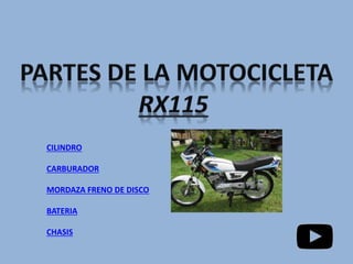 CILINDRO
CARBURADOR
MORDAZA FRENO DE DISCO
BATERIA
CHASIS