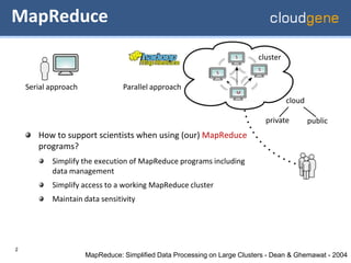 MapReduce
                                                                          cluster


    Serial approach         ...