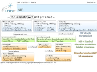 ISWC – 2013/10/23 – Page 28

NIF

http://lod2.eu

 