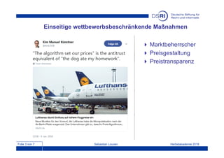 Folie 3 von 7 Herbstakademie 2018Sebastian Louven
Einseitige wettbewerbsbeschränkende Maßnahmen
Marktbeherrscher
Preisgestaltung
Preistransparenz
 