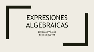 EXPRESIONES
ALGEBRAICAS
Sebastian Velasco
Sección DE0102
 