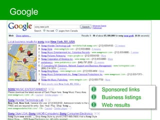 Google Sponsored links Business listings Web results 