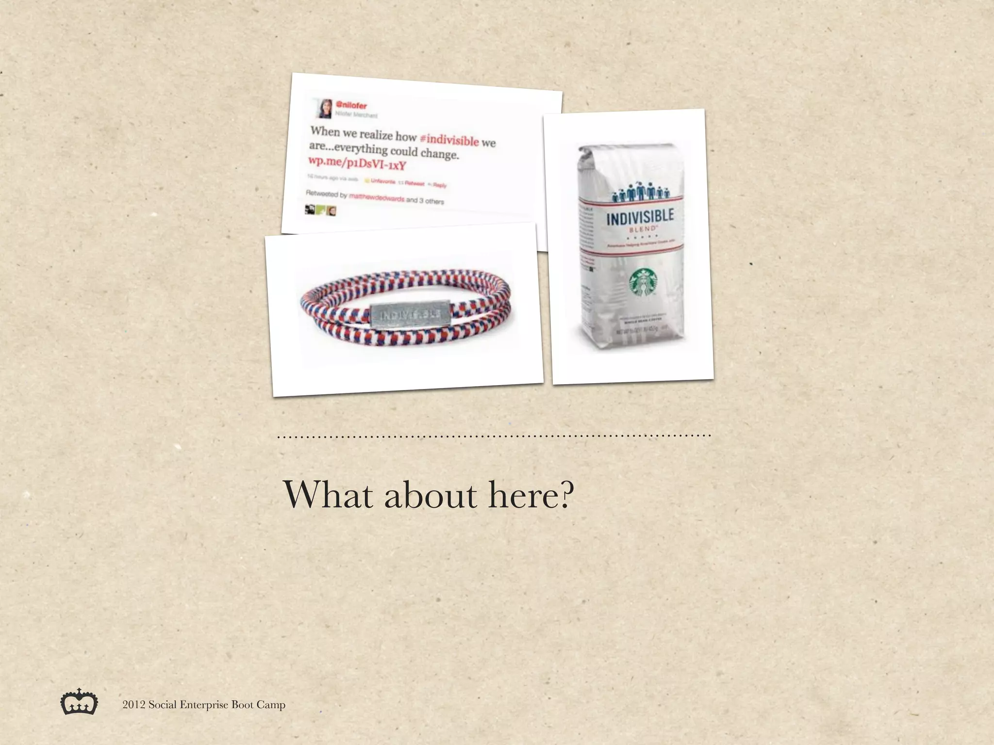 What about here?



2012 Social Enterprise Boot Camp
 