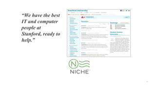 10
“We have the best IT
and computer people at
Stanford, ready to help.”
 