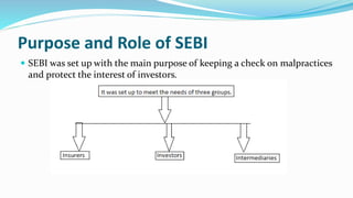 Functions of SEBI
To meet these objectives SEBI has three important functions. These are:
 Protective functions
 Develop...
