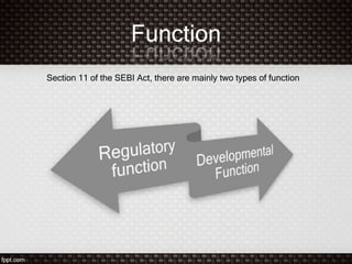 Function
Section 11 of the SEBI Act, there are mainly two types of function
 