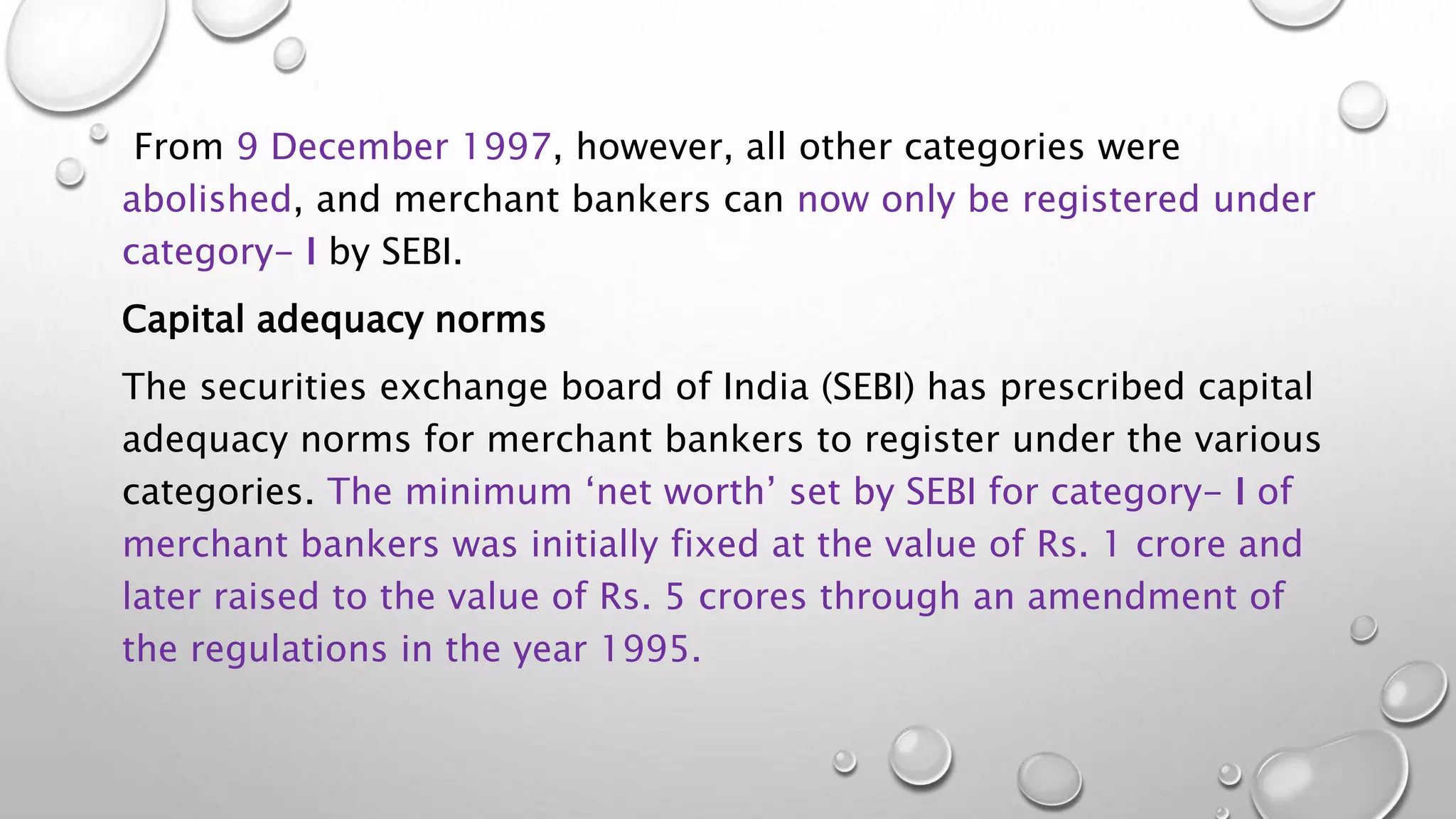 Sebi guidelines for merchant bankers | PPTX
