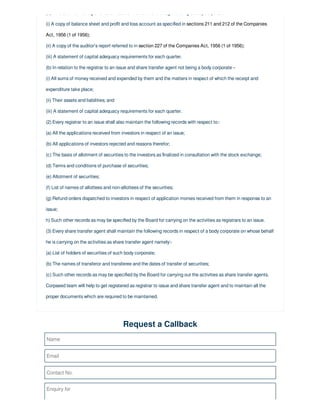 Sebi Isr Forms.pdf SEBI Registrars to an Issue and Share Transfer Agents Registration | PDF