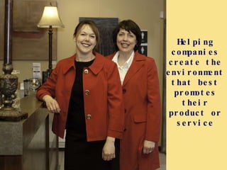 Helping companies create the environment that best promotes their product or service 