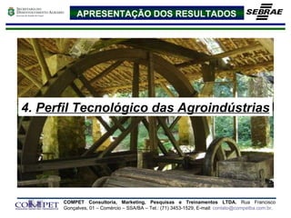 APRESENTAÇÃO DOS RESULTADOS 4.  Perfil Tecnológico das Agroindústrias 
