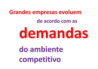 Grandes empresas evoluem
         de acordo com as

   demandas
   do ambiente
   competitivo
 