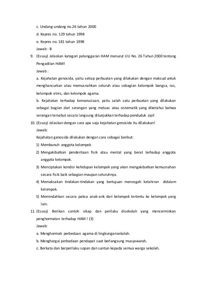 Tanya Jawab Pkn Ham Dan Kewajiban Warga Negara