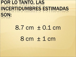 8.7   cm  ± 0.1   cm 8 cm  ± 1   cm 