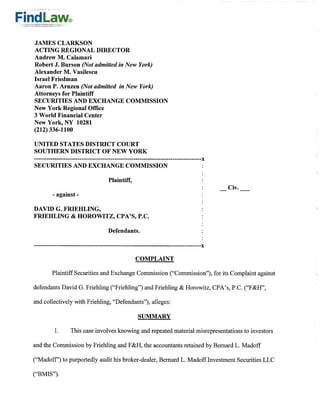 FindLaw | Madoff Account David Friehling's S.E.C. Civil Complaint