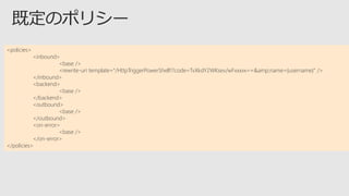 <policies>
<inbound>
<base />
<rewrite-uri template="/HttpTriggerPowerShell1?code=TvXkdY2WKsev/wFxxxxx==&amp;name={username}" />
</inbound>
<backend>
<base />
</backend>
<outbound>
<base />
</outbound>
<on-error>
<base />
</on-error>
</policies>
 
