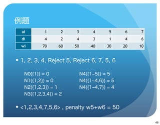 ai    1    2    3    4    5    6    7
    di    4    2    4    3    1    4    6
    wi   70   60   50   40   30   20   10









                                            49
 