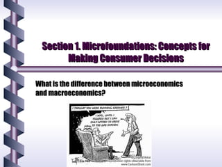 Section 1. Microfoundations: Concepts for Making Consumer Decisions What is the difference between microeconomics and macroeconomics? 