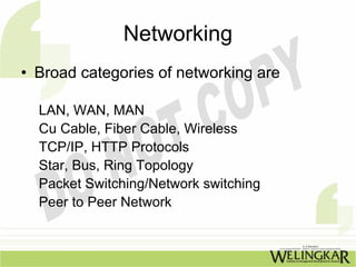 Networking / Internet and Web Technologies | PPT