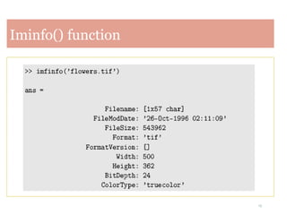 15
Iminfo() function
 