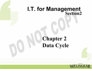 I.T. for Management
             Section2




     Chapter 2
     Data Cycle
 