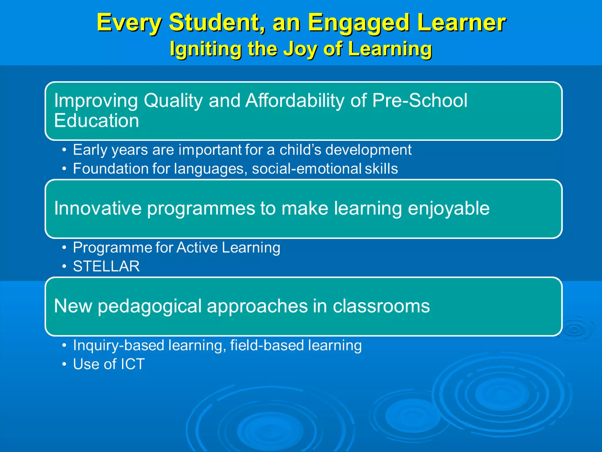 Every Student, an Engaged Learner
     Igniting the Joy of Learning
 