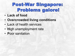 Lack of food Overcrowded living conditions L ack of health services H igh unemployment rate  P oor sanitation 
