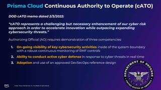 © 2022, Amazon Web Services, Inc. or its affiliates. All rights reserved.
Prisma Cloud Continuous Authority to Operate (cA...