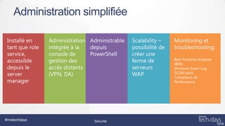 Administration simplifiée

#mstechdays

Sécurité

 